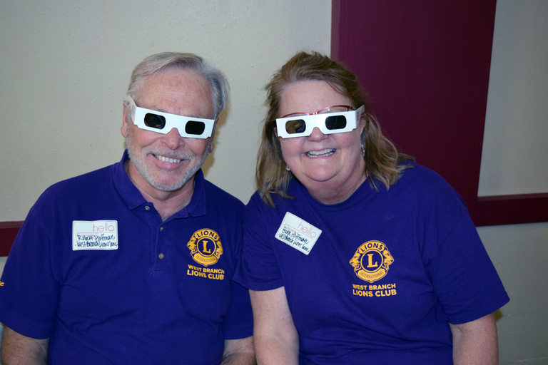 Robert and Gwen Hoffman wearing Fuchs Dystrophy Simulation Glasses