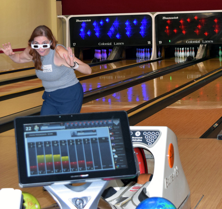 Stephanie Harris wearing special glasses