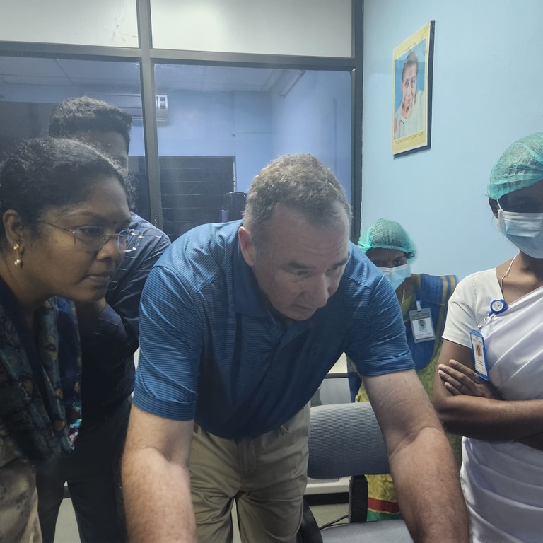 Greg Schmidt conducting training at Aravind Eye Hospital in Pondicherry, India.