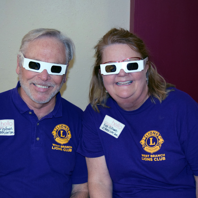 Robert and Gwen Hoffman wearing Fuchs Dystrophy Simulation Glasses