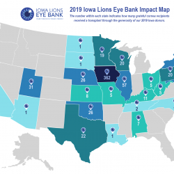 Iowa Lions Eye Bank 2019 impact map visual